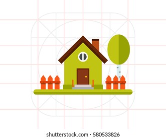 House with fence and tree