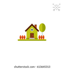 House with fence and tree