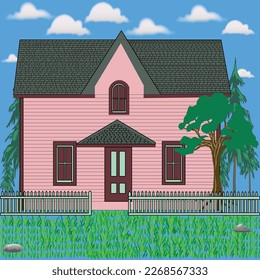 House with fencing and trees
