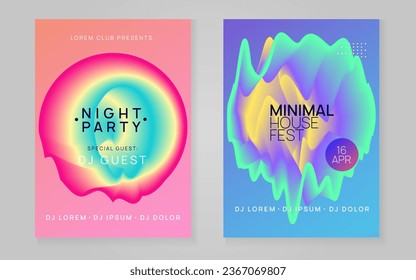 Festival de la Casa. Fondo Creativo Para Establecer Diseño. Wave Disco Flyer. Tecno Y Forma De Exposición. Arte Ondulado Para Folleto. Festival Rainbow House