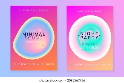 House Fest. Wave Dance Party. Abstract Pattern For Magazine Vector. Music And Nightlife Concept. Bright Effect For Invitation. Purple And Turquoise House Fest