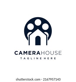 House and film for movie production logo design icon vector	
