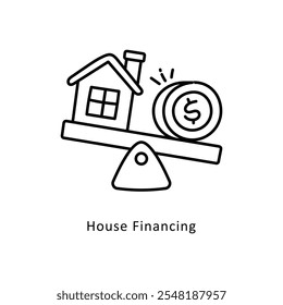 Ilustração de estilo de ícone de Contorno de Vetor de Financiamento da Casa. Arquivo EPS 10