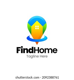house find location gradient logo design