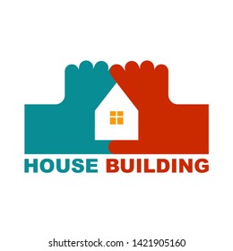 House of the fingers logo. Housebuilding symbol. Vector icon