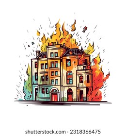 House in fire, building fire