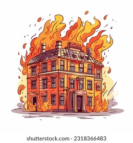 House in fire, building fire