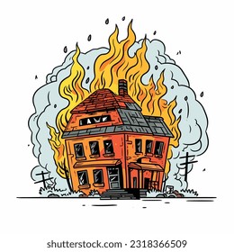 House in fire, building fire