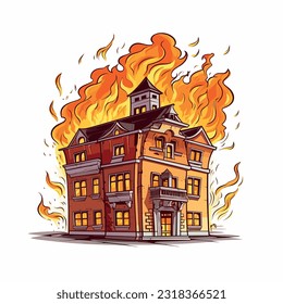 House in fire, building fire