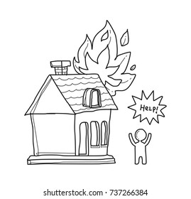 house fire doodle