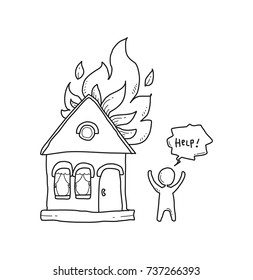 house fire doodle