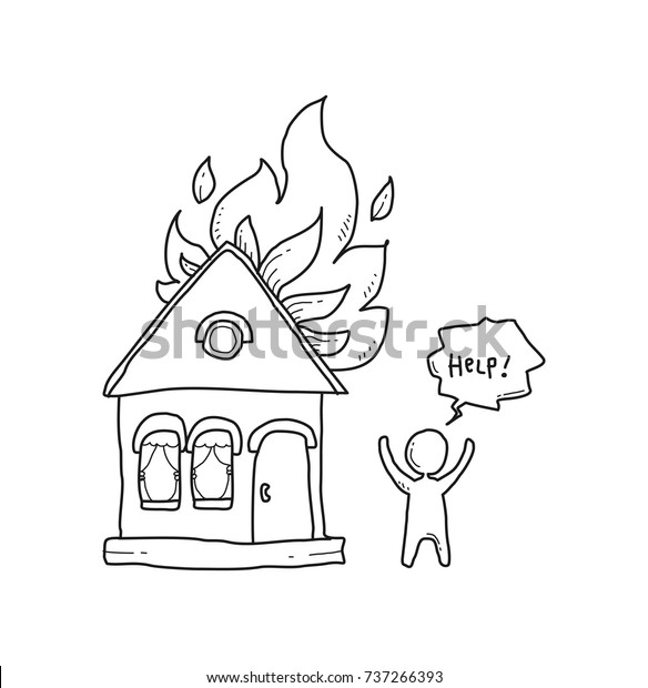 Paling Keren Cartoon House On Fire Drawing - Alauren Self