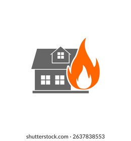 House Fire Emergency Icon isolated on white background