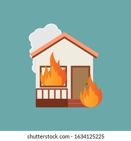 House fire flat design vector illustration