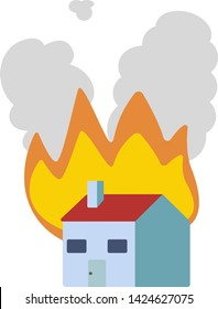 House fire flat illustration design