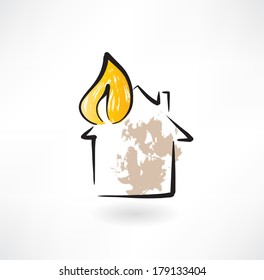 house fire grunge icon