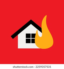 House fire icon, common graphic resources, vector illustration.