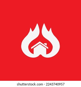 Icono de incendio de casa, plantilla de recursos gráficos, ilustración vectorial.