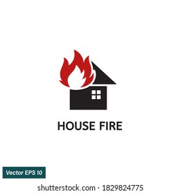 house fire icon illustration simple design element 