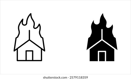House fire icon set. fire emergency and home safety. vector illustration on white background