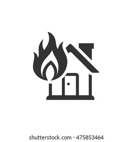 House Fire Icon In Single Color. Nature Disaster Sabotage Accident Insurance Risk Claim