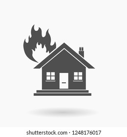 House Fire Icon Vector Illustration Silhouette.