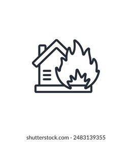 house fire icon. vector.Editable stroke.linear style sign for use web design,logo.Symbol illustration.