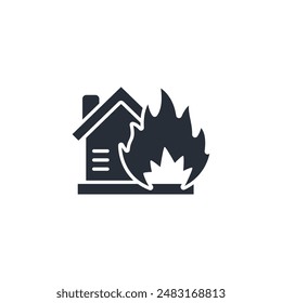 house fire icon. vector.Editable stroke.linear style sign for use web design,logo.Symbol illustration.