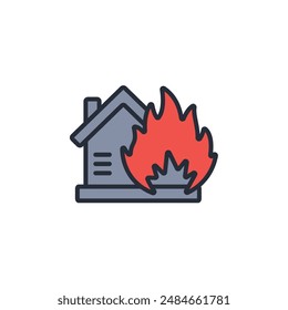 house fire icon. vector.Editable stroke.linear style sign for use web design,logo.Symbol illustration.