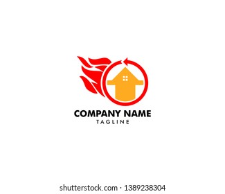 House Fire Logo Design Illustration