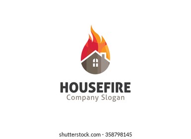 House Fire Logo Design Illustration