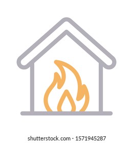 house fire vector color line icon 