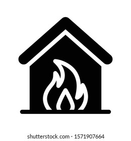 house fire vector glyph flat icon 