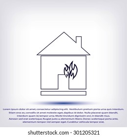 house  fire vector icon