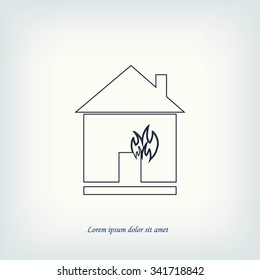 house  fire vector icon
