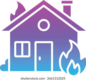 Icono de Vector de fuego de la casa. Se puede utilizar para aplicaciones de impresión, móviles y de Web.