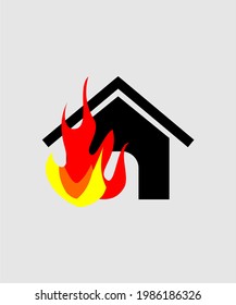 House in fire vector illustration for accident.