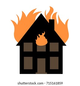 House fire vector illustration - blazing home graphics.