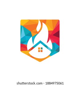 Plantilla de diseño del logotipo del vector de incendio de la casa. Evitar el concepto del logo de la alarma de incendios o incendios.	