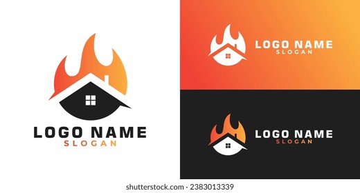 House fire vector logo design template. fire alarm logo concept.  Preventing fire.