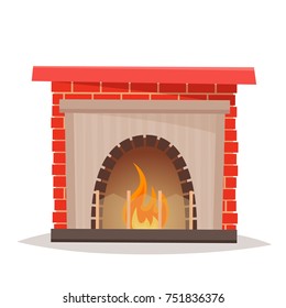 House fireplace. Flat style vector illustration.