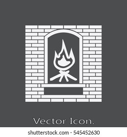 House fireplace icon isolated of flat style. Vector illustration.