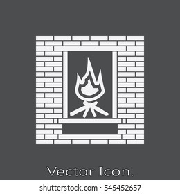 House fireplace icon isolated of flat style. Vector illustration.