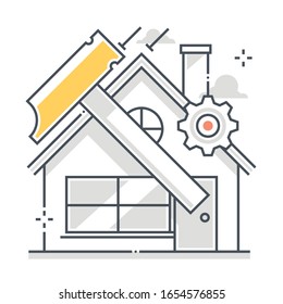 House fix related color line vector icon, illustration. The icon is about hammer, property, assemble, build, nail. The composition is infinitely scalable.