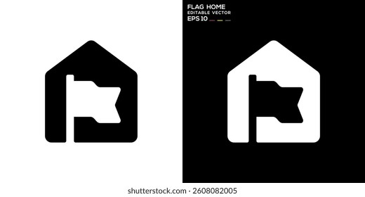 House flag logo. Sign, residence, champion. Vector icon symbol design template EPS 10.