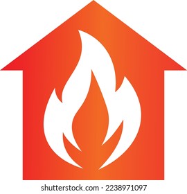 A house and a flame inside. Vector with a gradient.