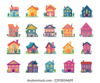 house flat cartoon style, cute and colorful illustration