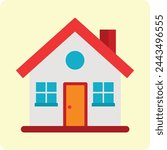 house flat design icon on cream color