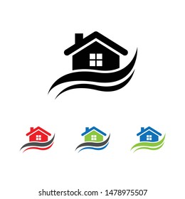 House flat design icon on white background. Real estate logo vector design.