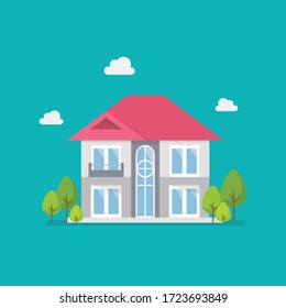 House flat design icon. Vector illustration